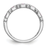 14k White Gold 1/10 carat Diamond and Pink Sapphire Complete Band